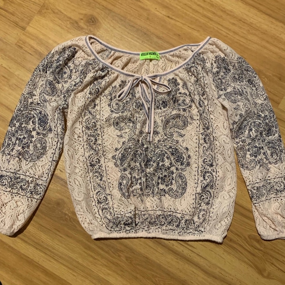 Boho Chic Blouse in Cream and Gray